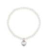 Perlenarmband creme mit Herzanhänger 015314 ~ creme