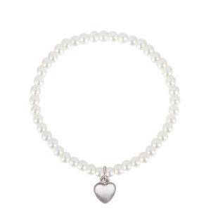 Perlenarmband creme mit Herzanhänger 015314 ~ creme