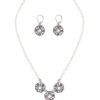 Schmuckset Perlencollier & Ohrhänger creme silber 011355