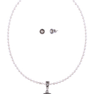 Schmuckset Perlencollier & Ohrstecker cremeweiß 007737