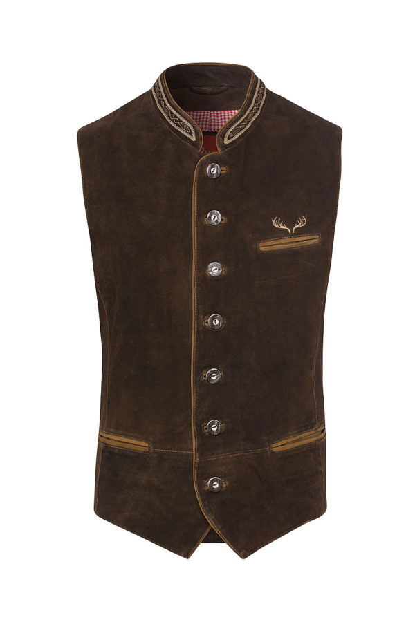 Trachten Lederweste dunkelbraun Hannes 114481 ~ 48