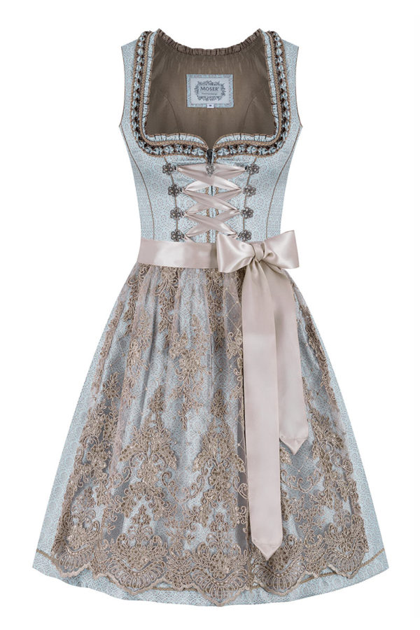 Mini Dirndl 60 cm hellblau taupe Tiara 012085 ~ 36