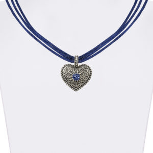 Trachtencollier mit Herzanhänger verschiedenfarbig 008416 ~ dunkelblau
