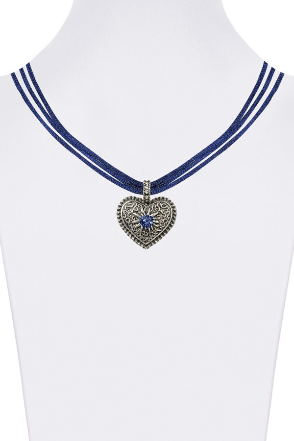 Trachtencollier mit Herzanhänger verschiedenfarbig 008416 ~ dunkelblau
