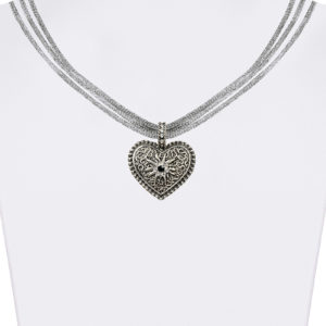 Trachtencollier mit Herzanhänger verschiedenfarbig 008416 ~ grau