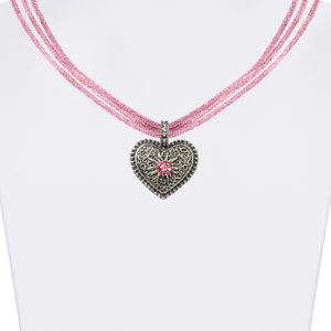 Trachtencollier mit Herzanhänger verschiedenfarbig 008416 ~ rosa