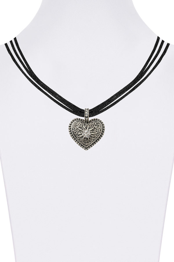 Trachtencollier mit Herzanhänger verschiedenfarbig 008416 ~ schwarz