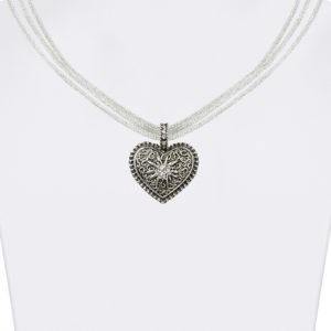 Trachtencollier mit Herzanhänger verschiedenfarbig 008416 ~ weiß