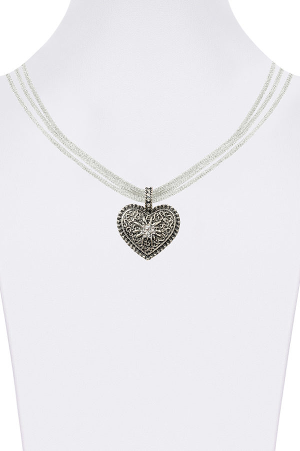 Trachtencollier mit Herzanhänger verschiedenfarbig 008416 ~ weiß