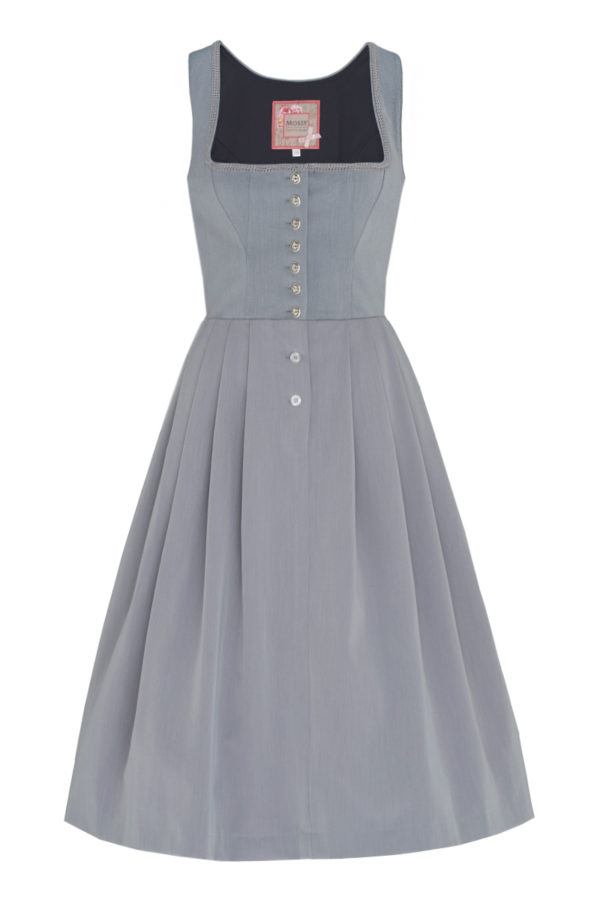 Midi Dirndl 70cm Gastro hellgrau Stretch Babette 006870 ~ 32