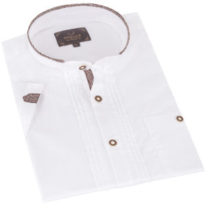 Trachtenhemd kurzarm weiß braun Luca 015095 ~ 48