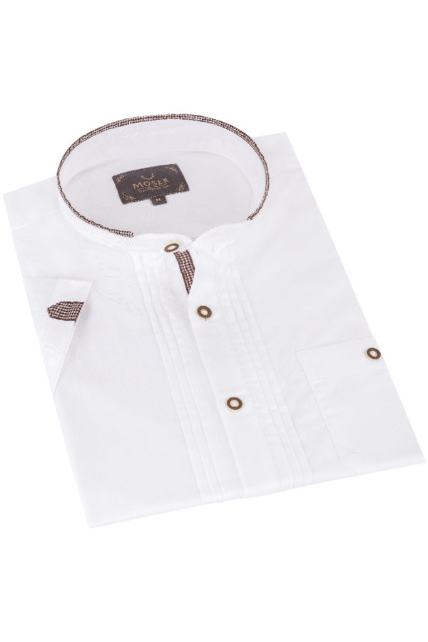 Trachtenhemd kurzarm weiß braun Luca 015095 ~ 48