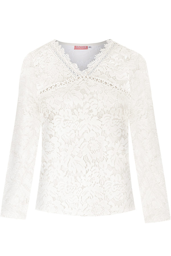 Trachtenshirt langarm Spitze creme Stretch Sophia 013971 ~ 32