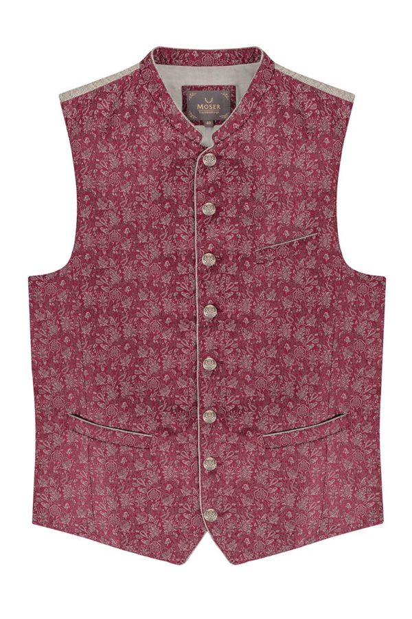Trachtenweste rot gemustert Leon 013735 ~ 44