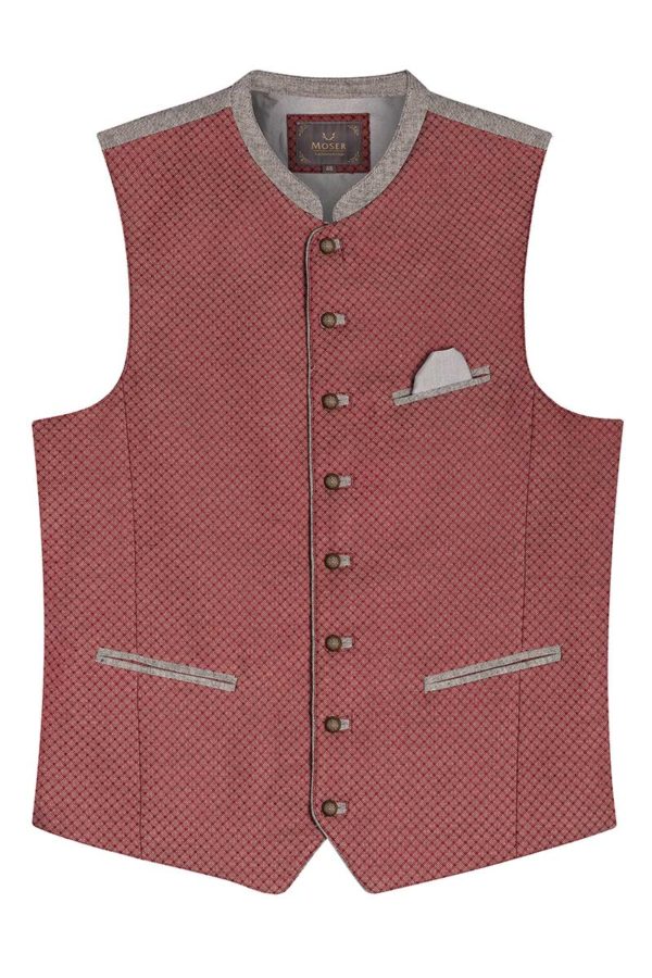 Trachtenweste rot grau gemustert Marco 014977 ~ 44