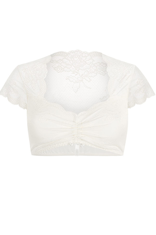 Dirndlbluse Spitze creme Stretch 012123 ~ 32