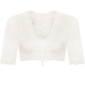 Dirndlbluse Spitze creme geblümt Stretch 012125 ~ 32