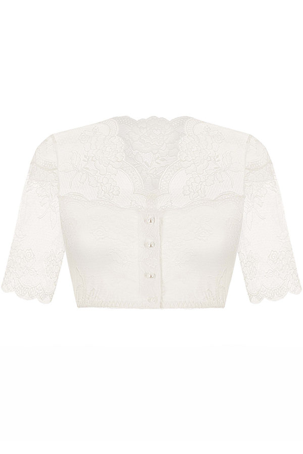 Dirndlbluse Spitze creme Stretch Blütenpracht 010654 ~ 32