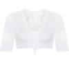 Dirndlbluse Spitze weiß geblümt Stretch 012124 ~ 32