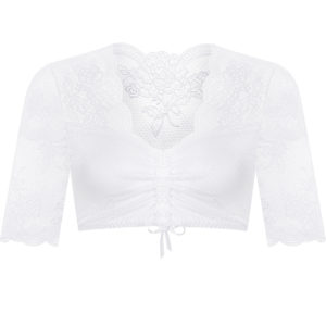 Dirndlbluse Spitze weiß geblümt Stretch 012124 ~ 32