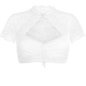 Dirndlbluse Spitze weiß Stretch Marlen 012895 ~ 32