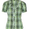 Trachtenbluse kurzarm grün kariert Stretch 002618 ~ 34