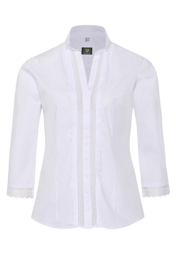 Trachtenbluse weiß mit Spitze 006141 ~ 32