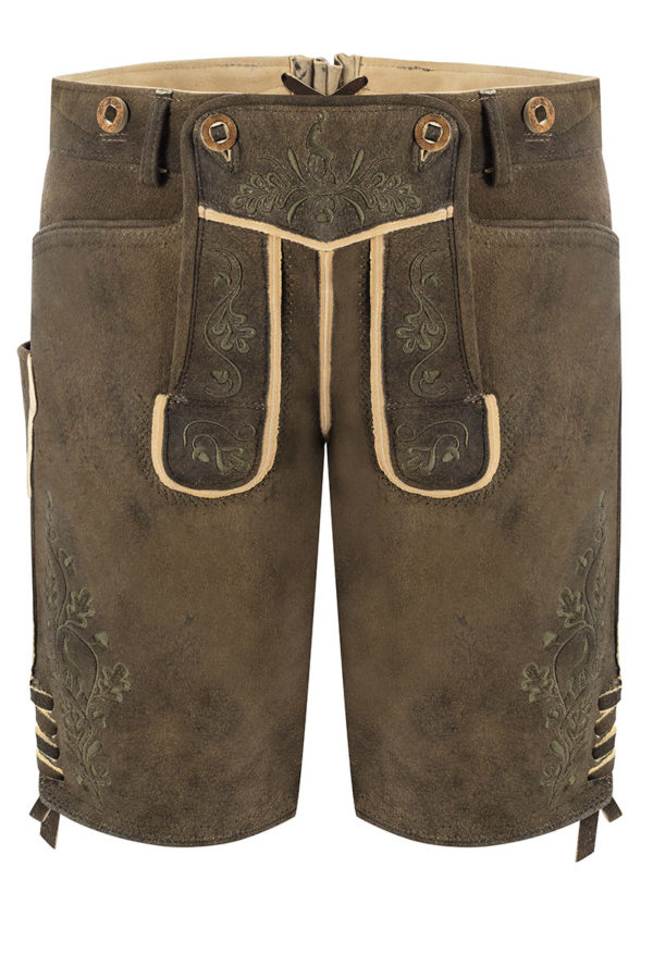 Lederhose kurz rauchschwarz oliv Bertl 015804 ~ 46