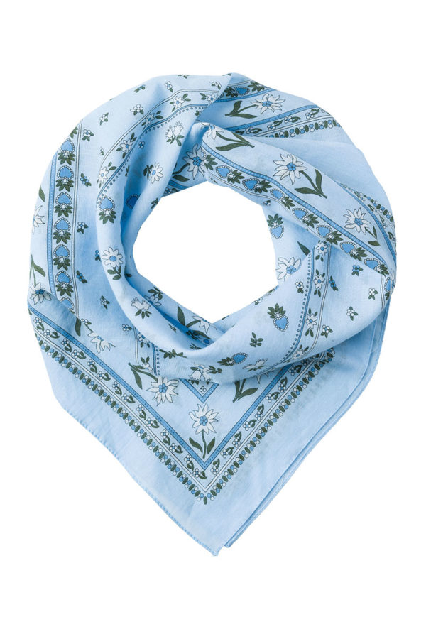 Trachtentuch 51x51 verschiedenfarbig mit Blumenmuster 100355 ~ hellblau