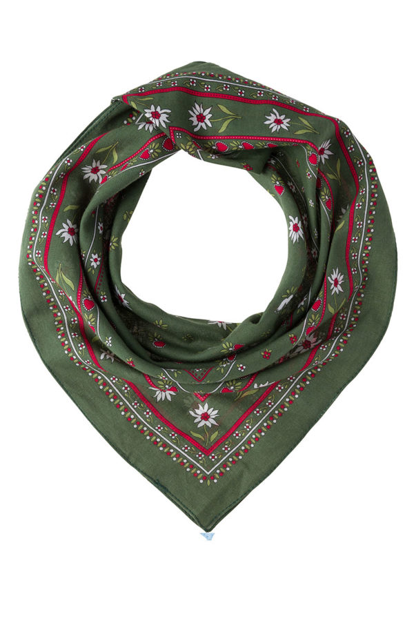 Trachtentuch 51x51 verschiedenfarbig mit Blumenmuster 100355 ~ grün