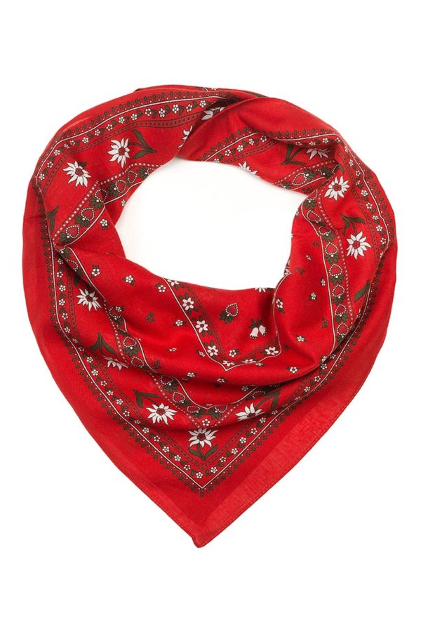Trachtentuch 51x51 verschiedenfarbig mit Blumenmuster 100355 ~ rot