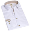Trachtenhemd langarm weiß braun Stretch 011929 - slim fit ~ L