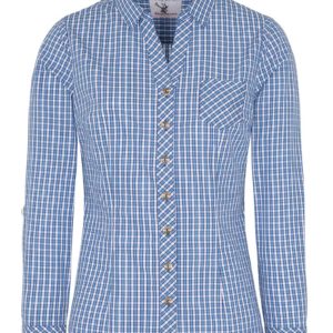 Trachtenbluse langarm blau kariert Neckar 016379 ~ 32