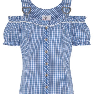 Trachtenbluse kurzarm blau kariert Niersbach 016376 ~ 36