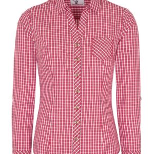 Trachtenbluse langarm rot kariert Neckar 016378 ~ 32