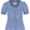 Trachtenbluse kurzarm blau kariert Neumühl 011517 ~ 32
