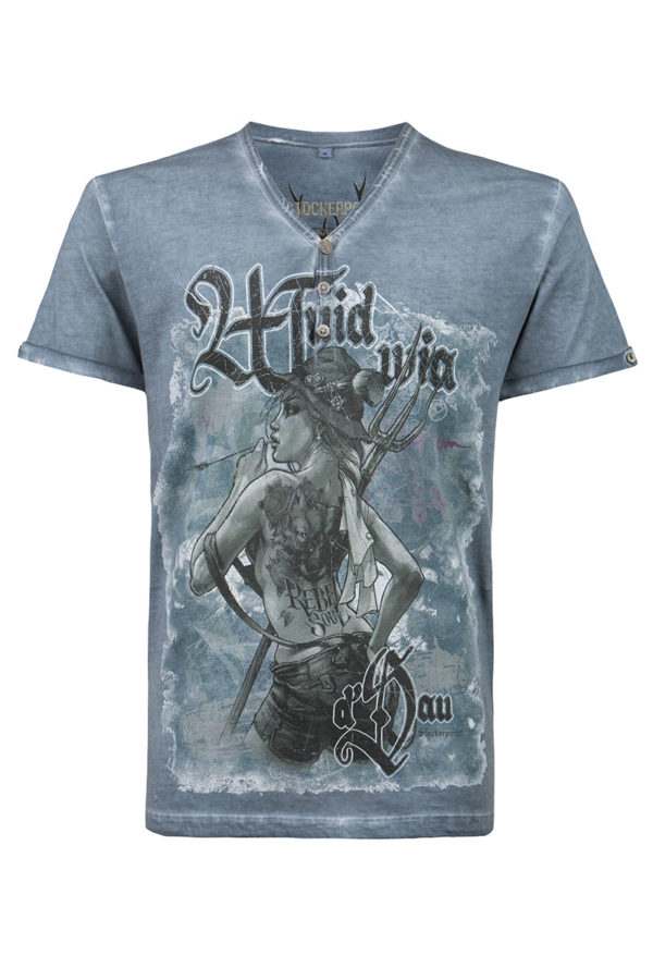 Trachtenshirt rauchblau Rebel Soul 011091 ~ L