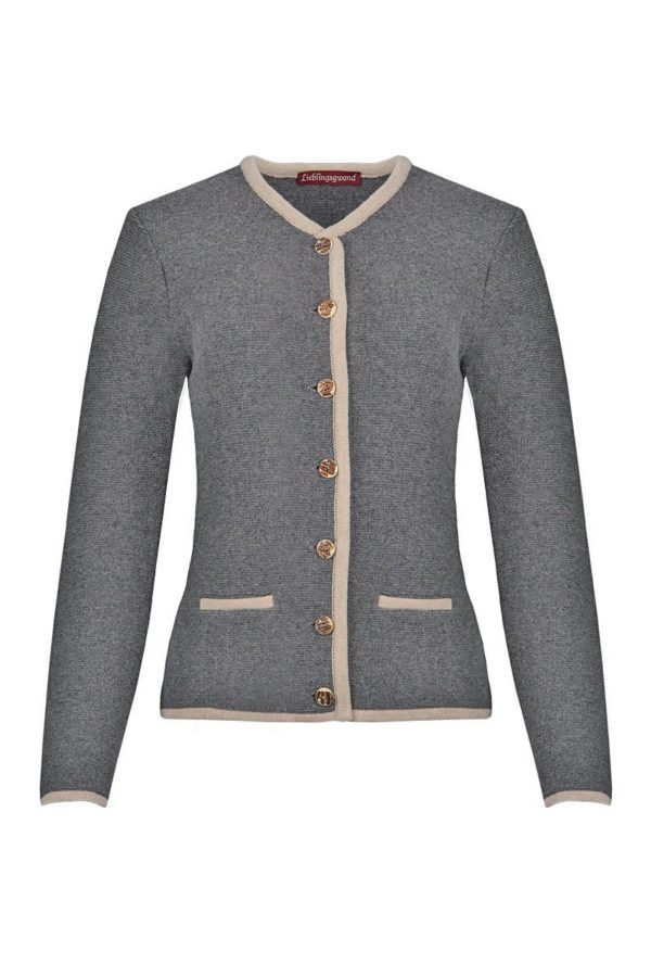 Trachten Strickjacke grau-natur Dani 002330 ~ 32
