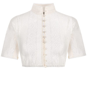 Dirndlbluse Spitze creme hochgeschlossen 011698 ~ 32