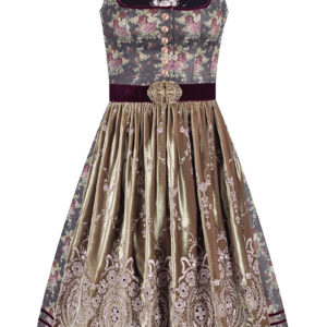 Midi Dirndl 65 cm schwarz beere geblümt Mariella 011656 ~ 38