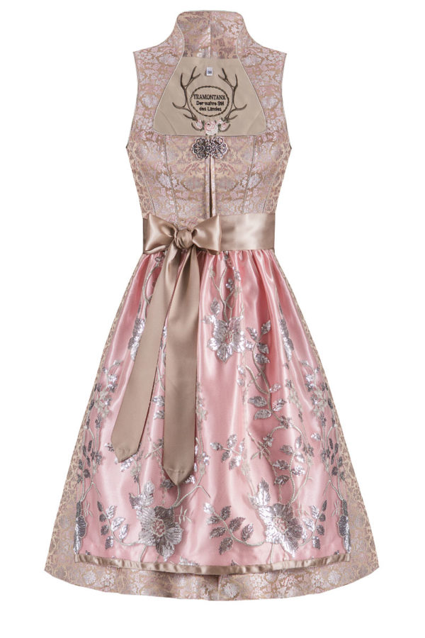 Midi Dirndl 65cm altrosa silber gemustert Diana 004456 ~ 36