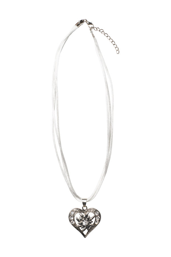 Collier mit Herzanhänger 000156 ~ weiß