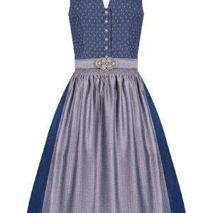 Midi Dirndl 65cm blau grau Lotte 003449 ~ 32