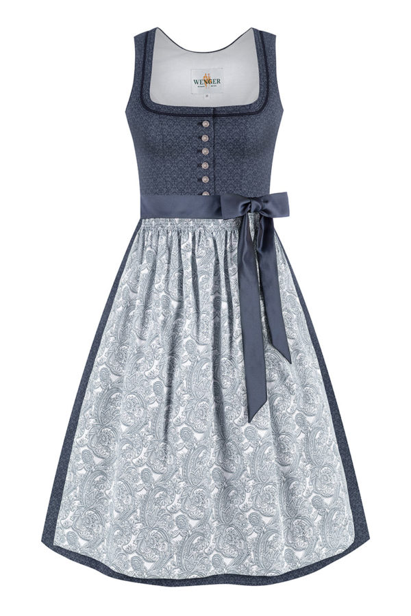 Midi Dirndl 70 cm dunkelblau weiß Vanessa 014396 ~ 32