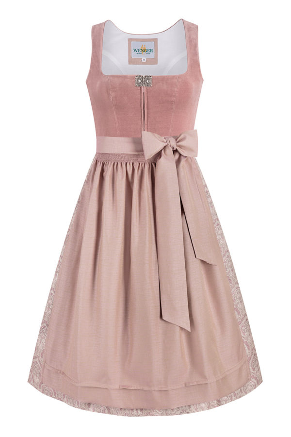 Midi Dirndl 70 cm rosenholz altrosa Samt Sarah 016252 ~ 32
