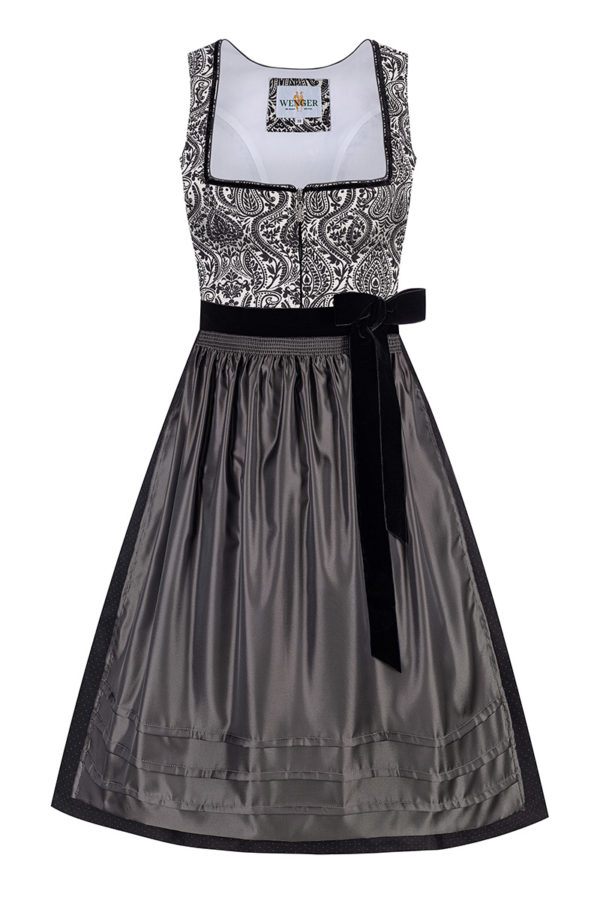 Midi Dirndl 70cm schwarz gemustert Stretch Chloe 011800 ~ 38