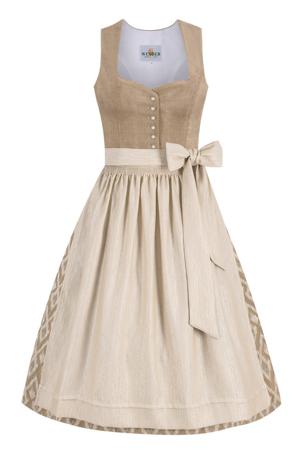 Midi Dirndl 70 cm taupe natur Cord Davina 014407 ~ 32