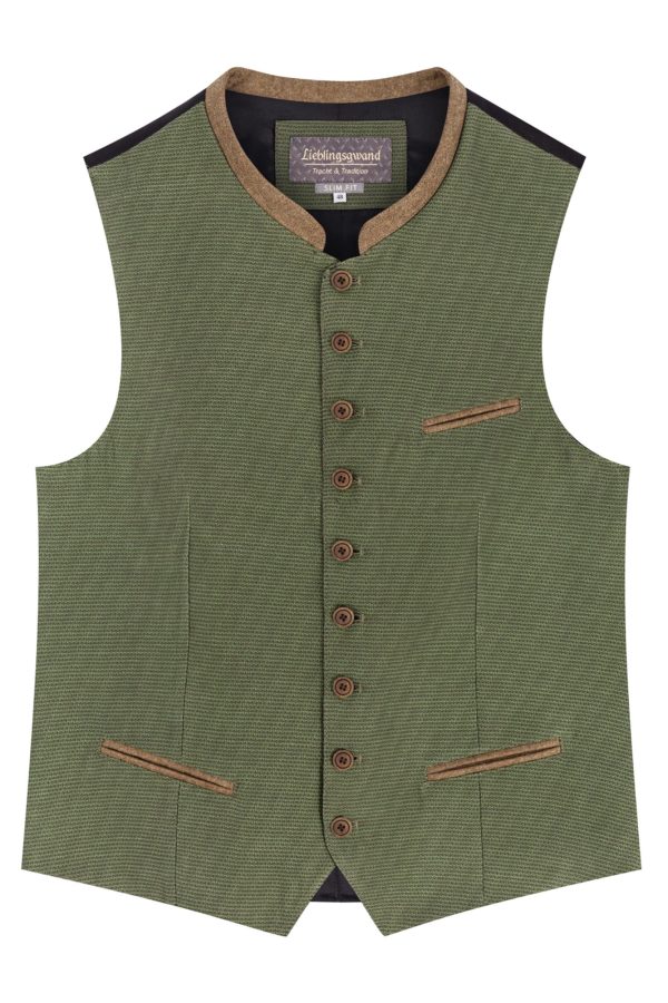 Trachtenweste FRANZ (slim fit) ~ 44 ~ oliv