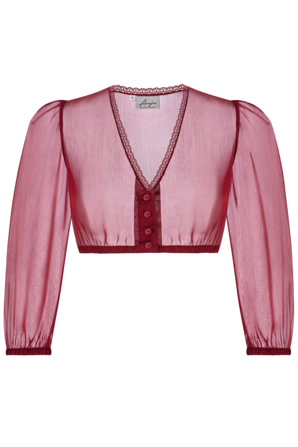 Dirndlbluse aus Chiffon ~ 32 ~ rot