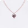 Perlencollier mit Herzanhänger und Edelweiß 000143 ~ rosa